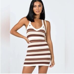 NWOT Princess Polly Ciro Mini Dress Brown Tan White XS/S